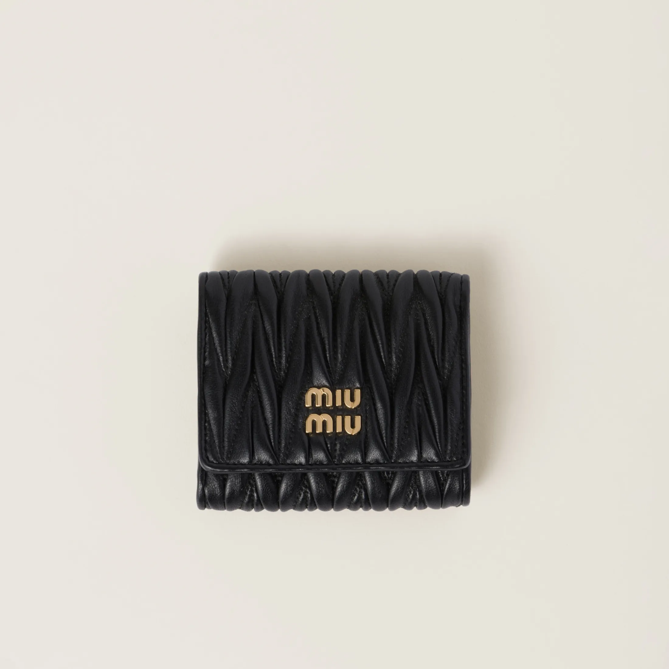 Black Small Matelassé Nappa Leather Wallet | Miu Miu