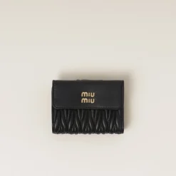 Black Small Matelassé Nappa Leather Wallet | Miu Miu
