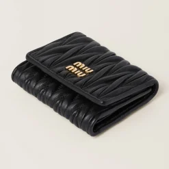 Black Small Matelassé Nappa Leather Wallet | Miu Miu