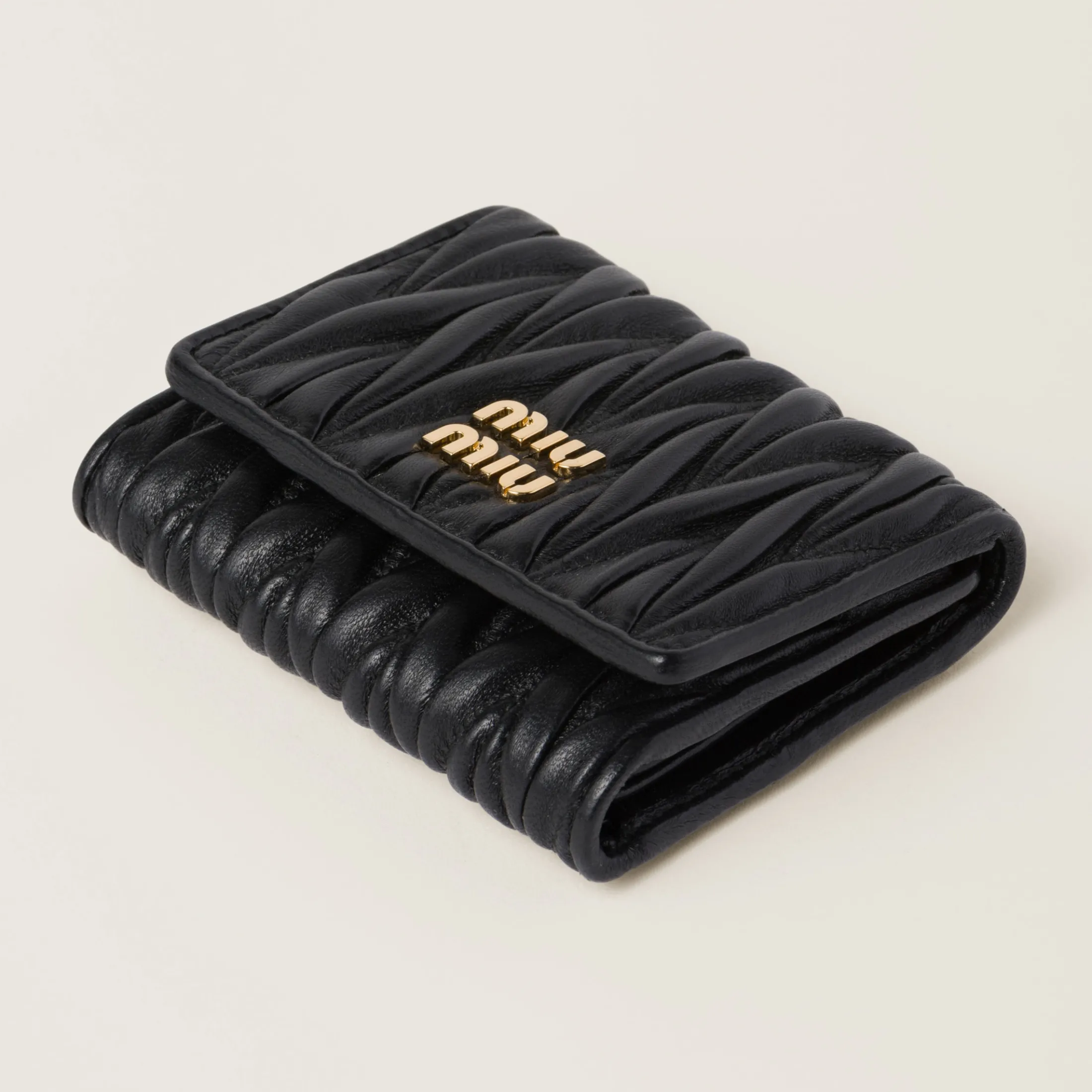 Black Small Matelassé Nappa Leather Wallet | Miu Miu
