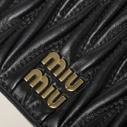 Black Small Matelassé Nappa Leather Wallet | Miu Miu
