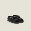 Black Sporty Matelassé Nappa Leather Sandals | Miu Miu