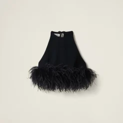 Black Stretch Cady Halter Top | Miu Miu