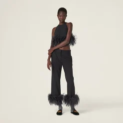 Black Stretch Cady Halter Top | Miu Miu