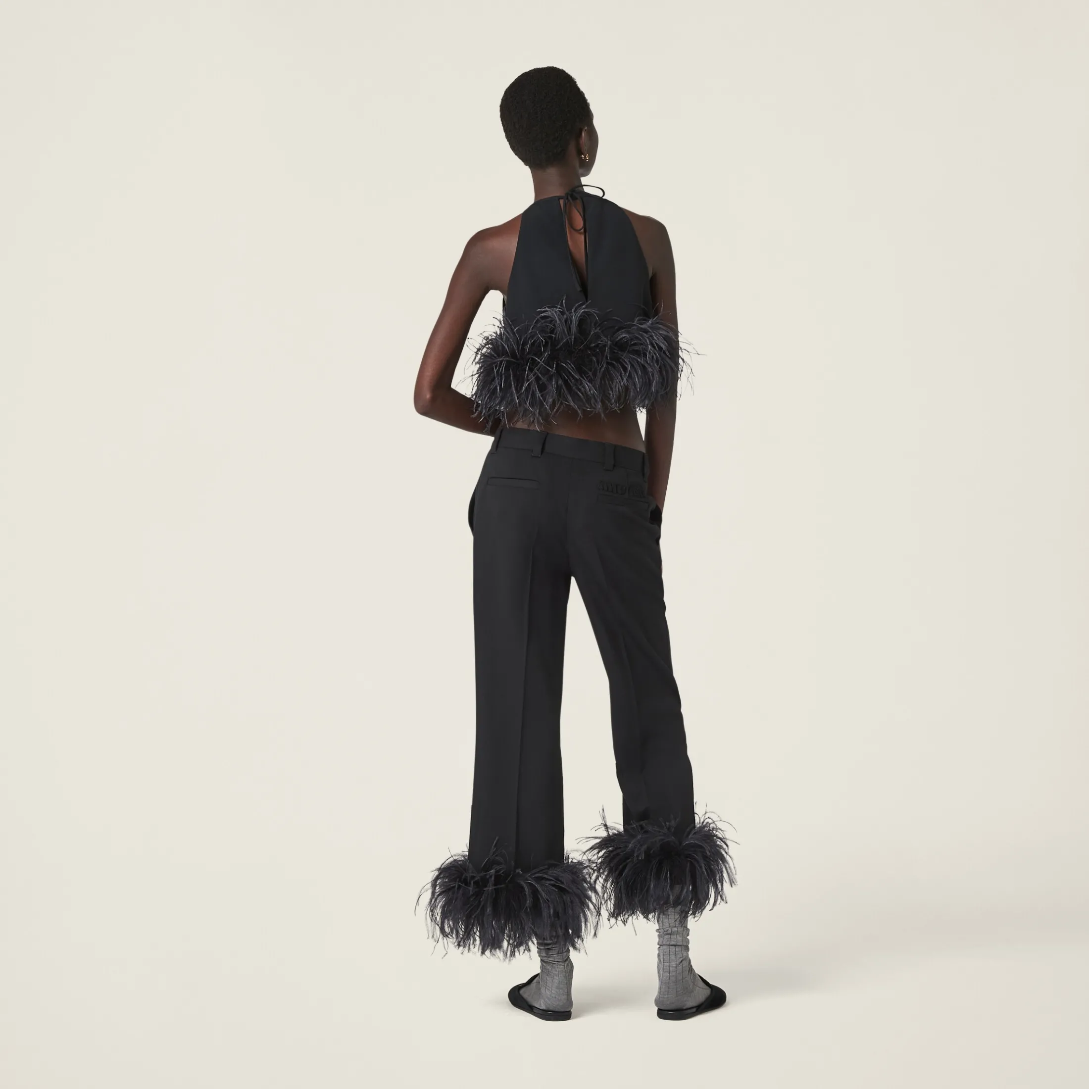 Black Stretch Cady Halter Top | Miu Miu
