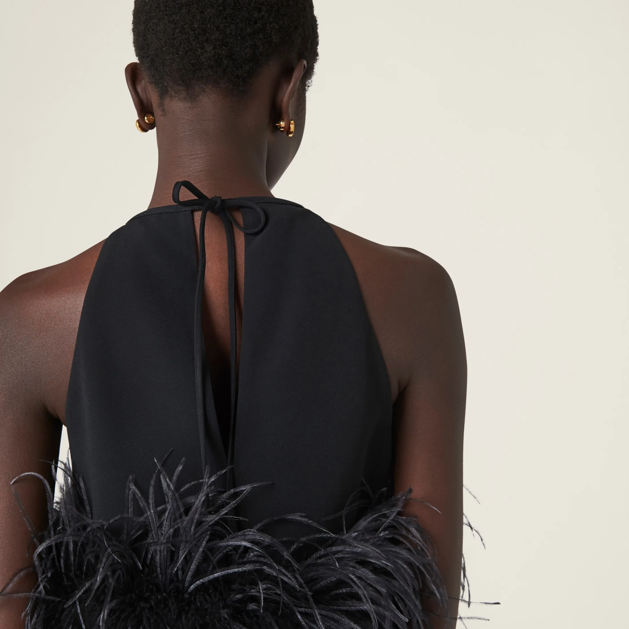 Black Stretch Cady Halter Top | Miu Miu