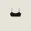 Black Stretch Jersey Top With Logo | Miu Miu