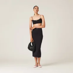 Black Stretch Jersey Top With Logo | Miu Miu
