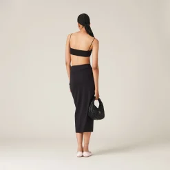Black Stretch Jersey Top With Logo | Miu Miu