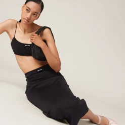 Black Stretch Jersey Top With Logo | Miu Miu