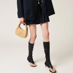 Black Stretch Nappa Leather Thong Boots | Miu Miu