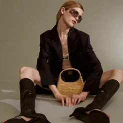 Black Stretch Nappa Leather Thong Boots | Miu Miu