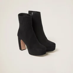 Black Suede Booties | Miu Miu