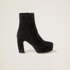 Black Suede Booties | Miu Miu