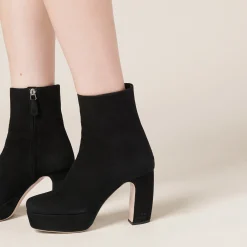 Black Suede Booties | Miu Miu