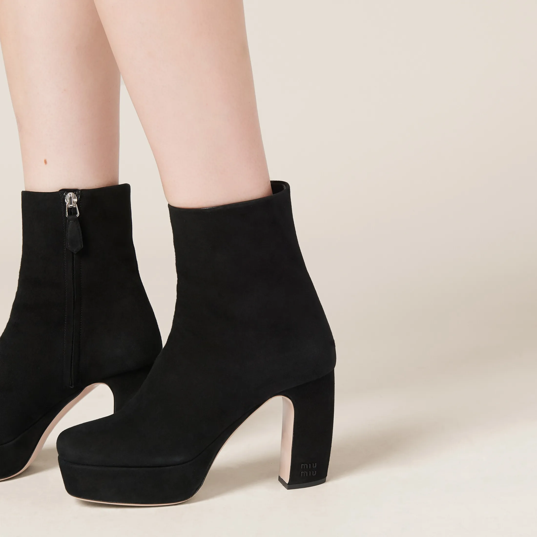 Black Suede Booties | Miu Miu