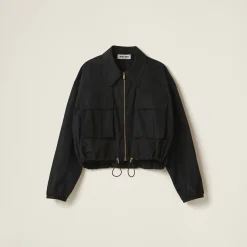 Black Technical Silk Blouson Jacket | Miu Miu