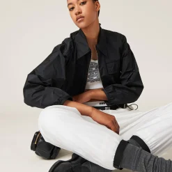 Black Technical Silk Blouson Jacket | Miu Miu