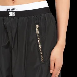 Black Technical Silk Joggers | Miu Miu