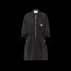 Black Technical Silk Mini-dress | Miu Miu