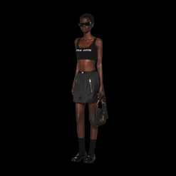 Black Technical Silk Miniskirt | Miu Miu