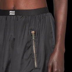 Black Technical Silk Miniskirt | Miu Miu