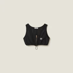 Black Technical Silk Top | Miu Miu