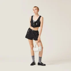 Black Technical Silk Top | Miu Miu