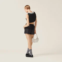 Black Technical Silk Top | Miu Miu