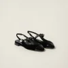 Black Velvet And Patent Leather Slingback Ballerinas | Miu Miu