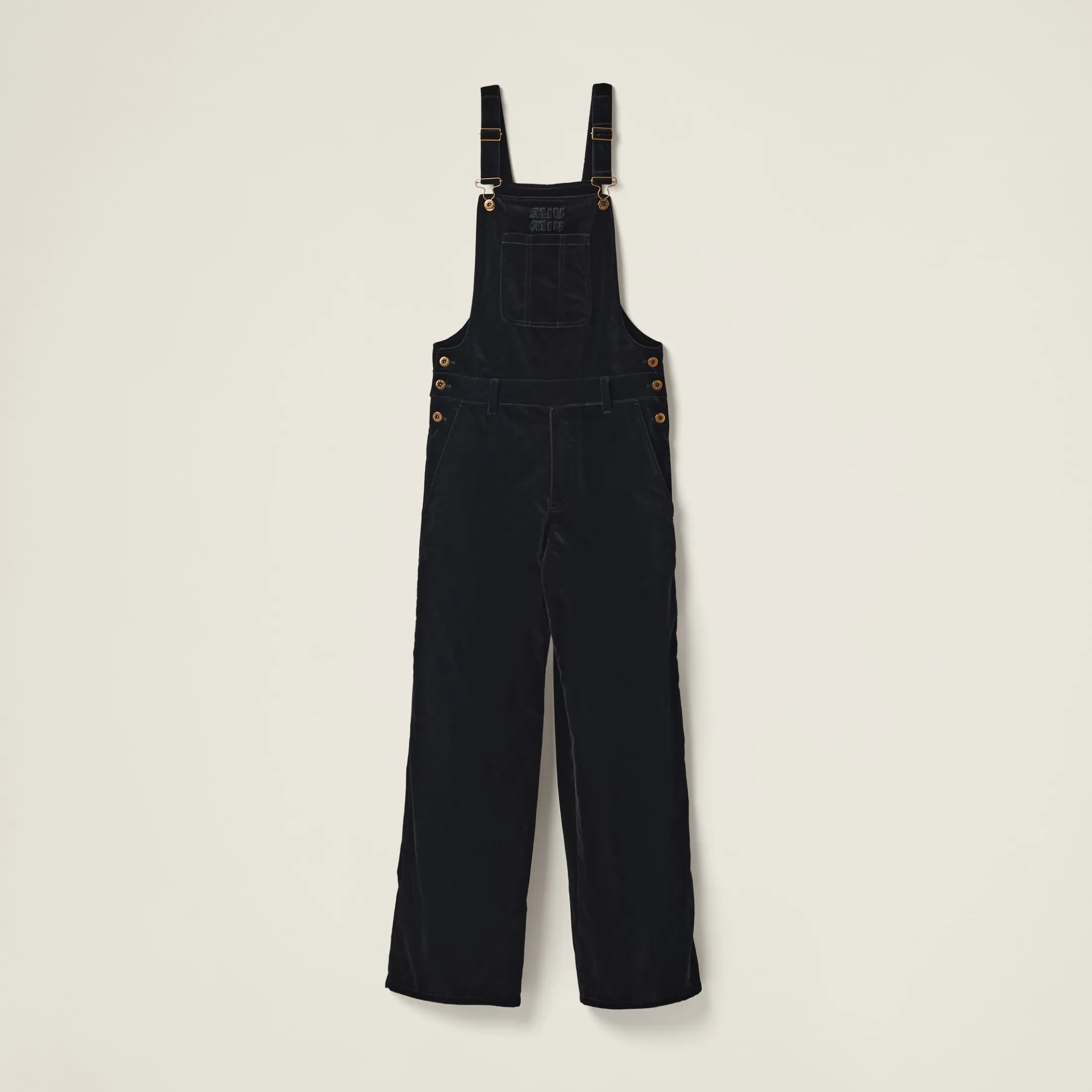 Black Velvet Overall Jumpsuit | Miu Miu