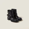 Black Vintage-look Leather Booties | Miu Miu