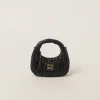 Black Wander Matelassé Nappa Leather Hobo Mini-bag | Miu Miu