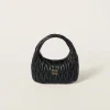 Black Wander Matelassé Nappa Leather Hobo Bag | Miu Miu