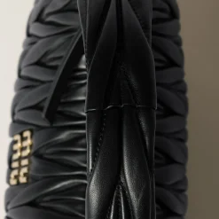 Black Wander Matelassé Nappa Leather Hobo Bag | Miu Miu