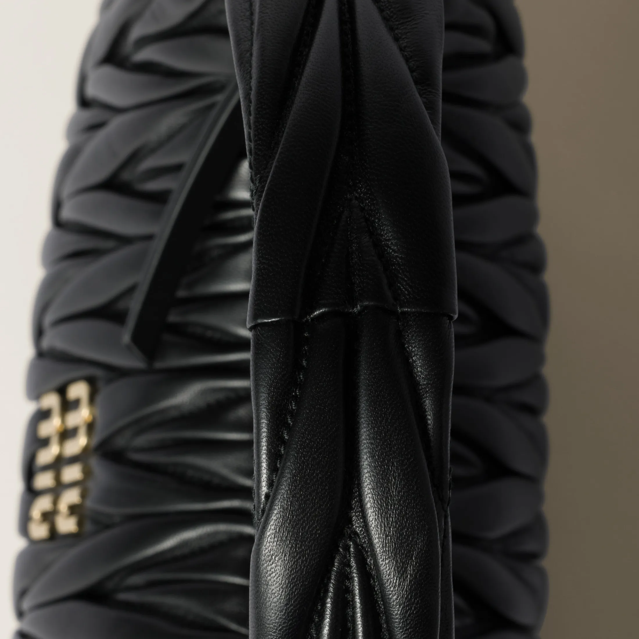Black Wander Matelassé Nappa Leather Hobo Bag | Miu Miu