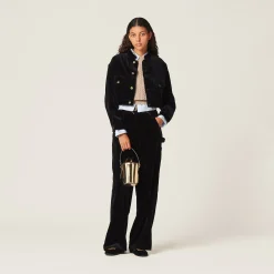 Black Washed Velvet Blouson Jacket | Miu Miu
