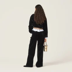 Black Washed Velvet Blouson Jacket | Miu Miu