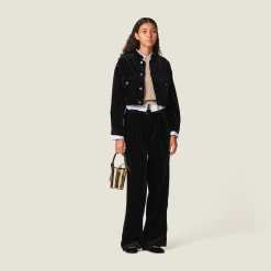 Black Washed Velvet Pants | Miu Miu
