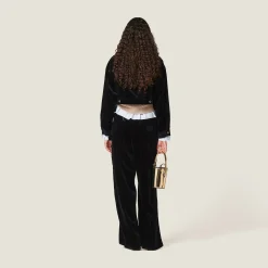 Black Washed Velvet Pants | Miu Miu