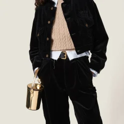 Black Washed Velvet Pants | Miu Miu