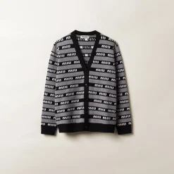 Black Wool Cardigan | Miu Miu
