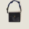 Black/baltic Blue Leather Wallet With Leather And Cord Shoulder Strap | Miu Miu