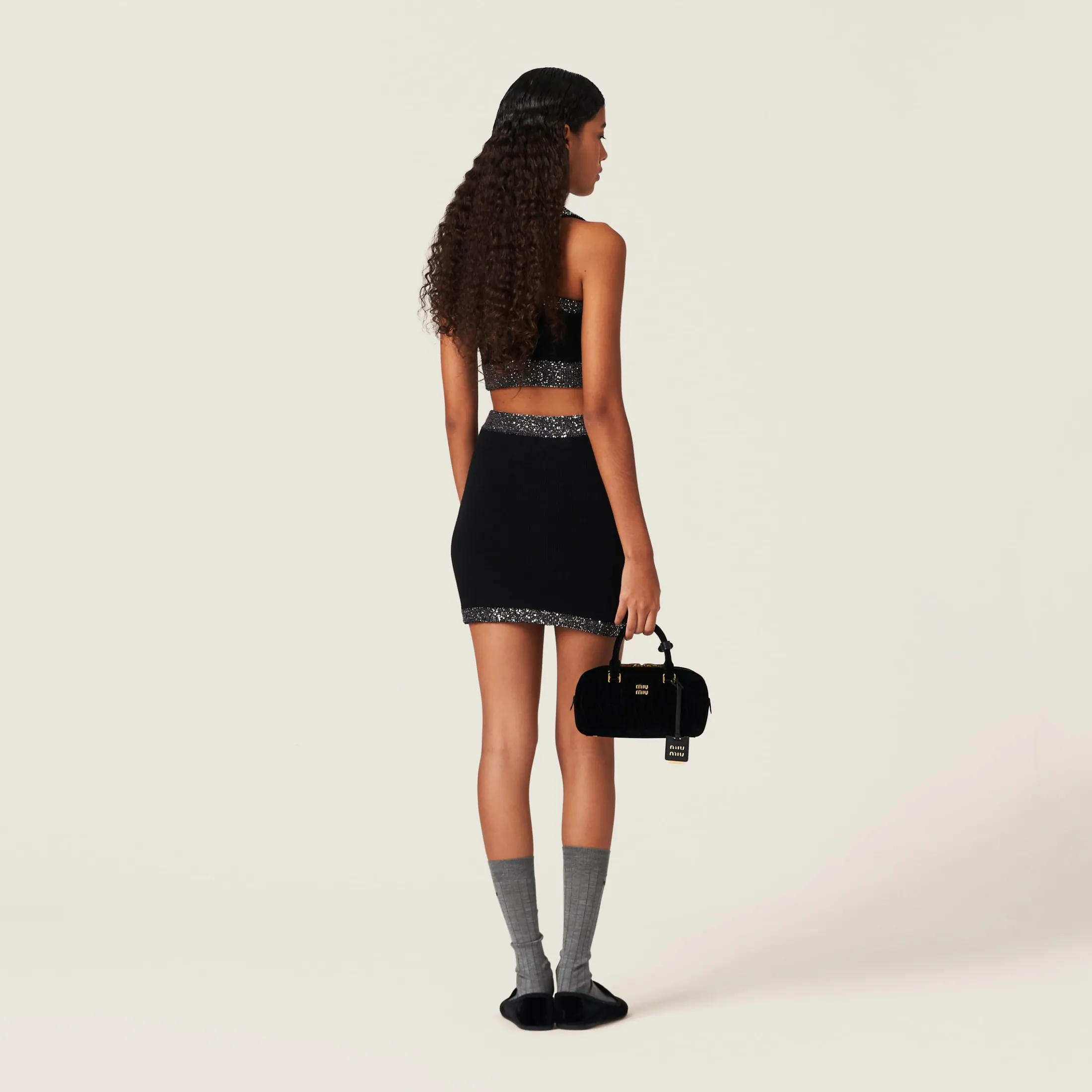 Black/black Cashmere Miniskirt | Miu Miu