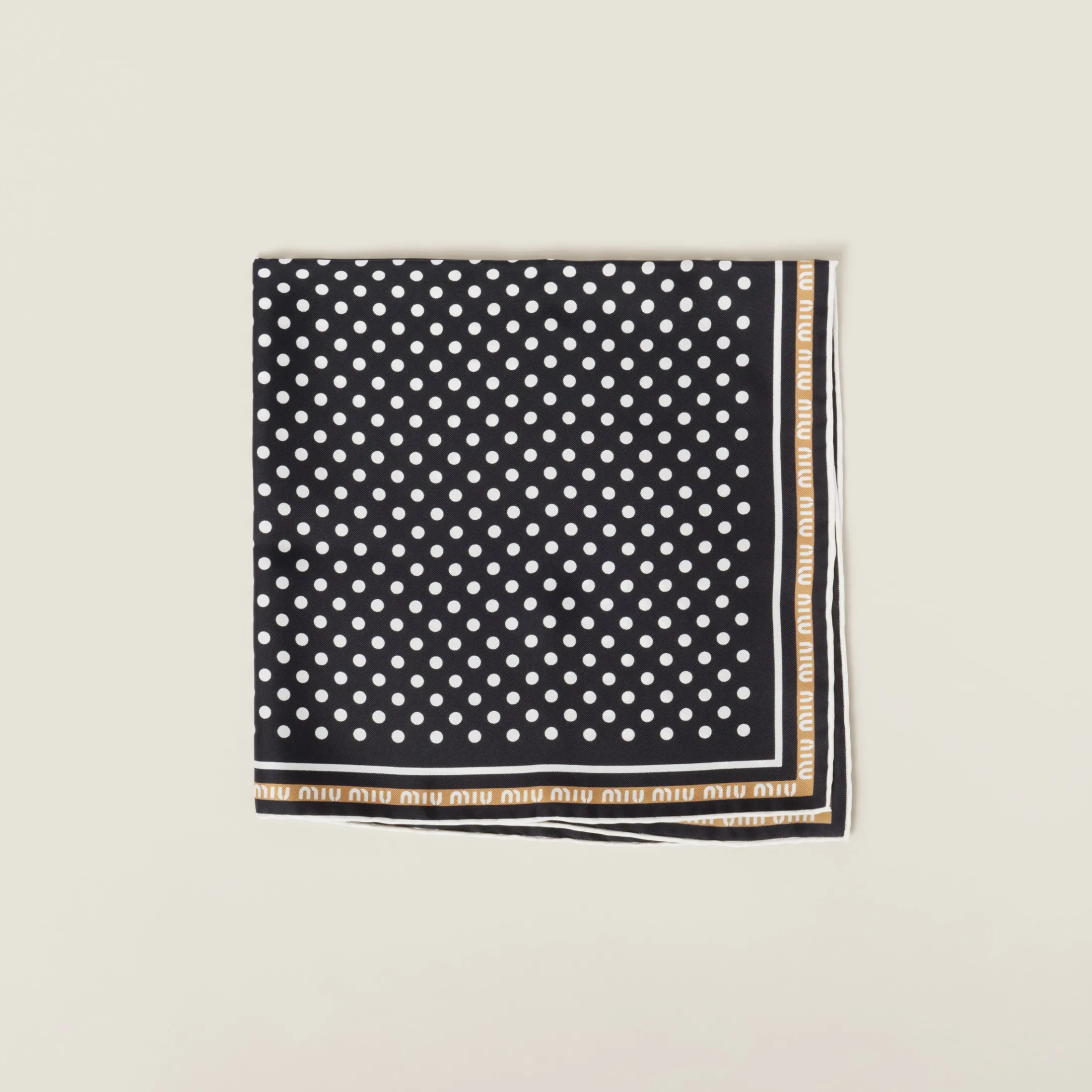 Black/caramel Printed Twill Scarf | Miu Miu