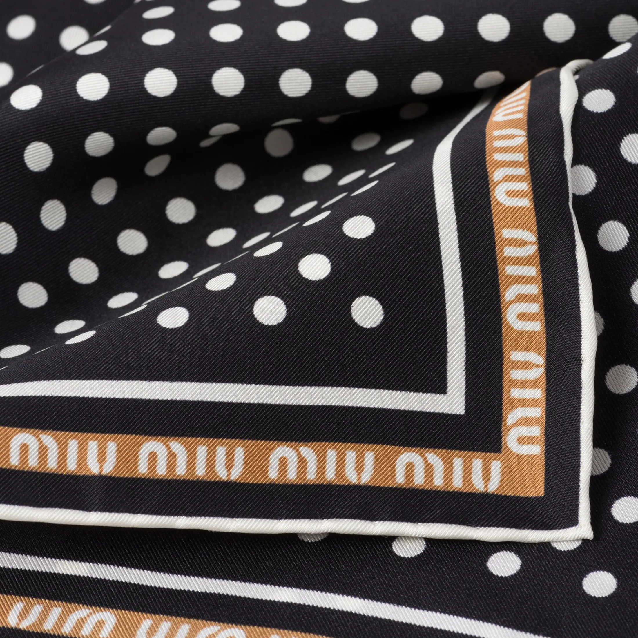 Black/caramel Printed Twill Scarf | Miu Miu