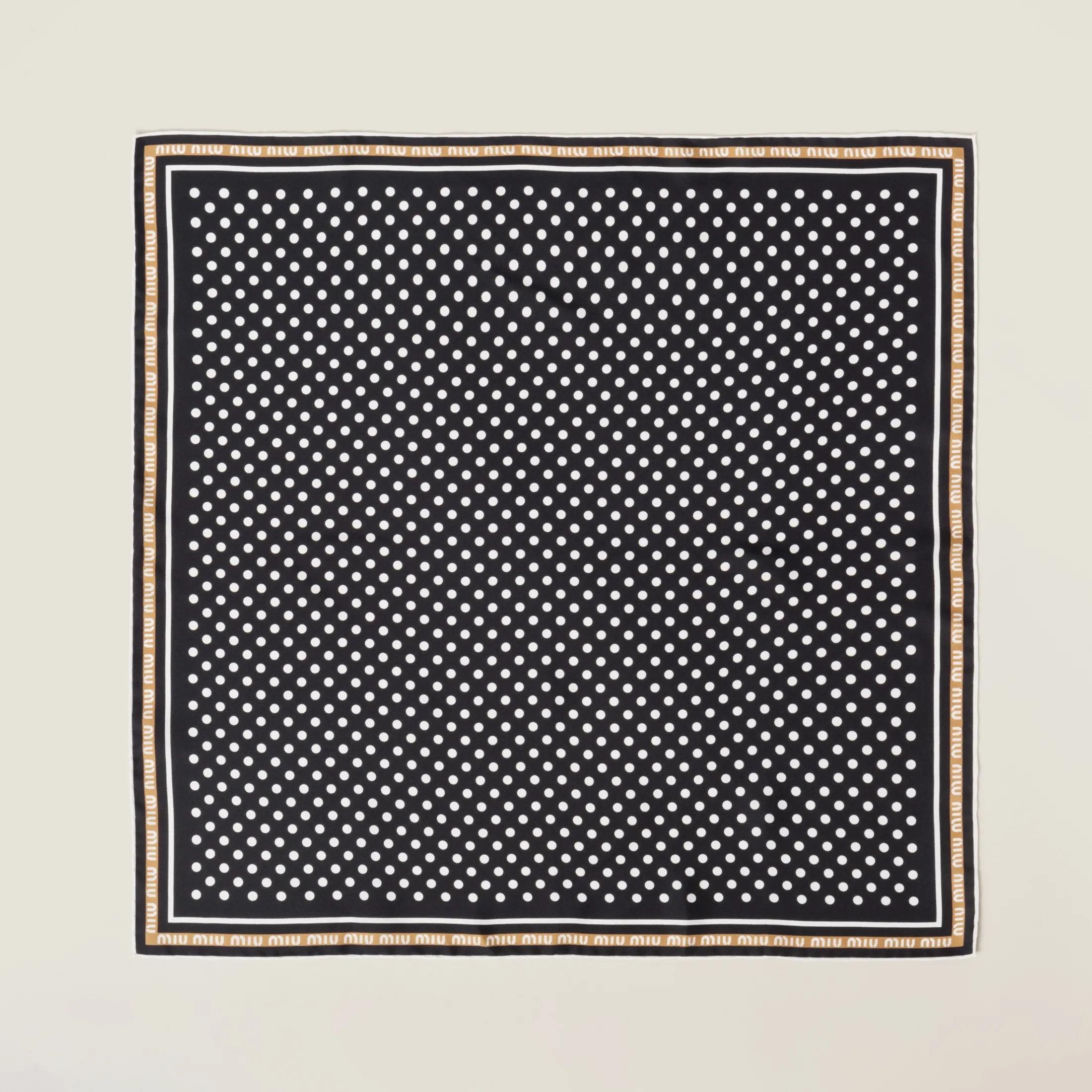 Black/caramel Printed Twill Scarf | Miu Miu