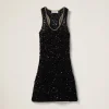 Black/gold Sequined Cotton Mini-dress | Miu Miu