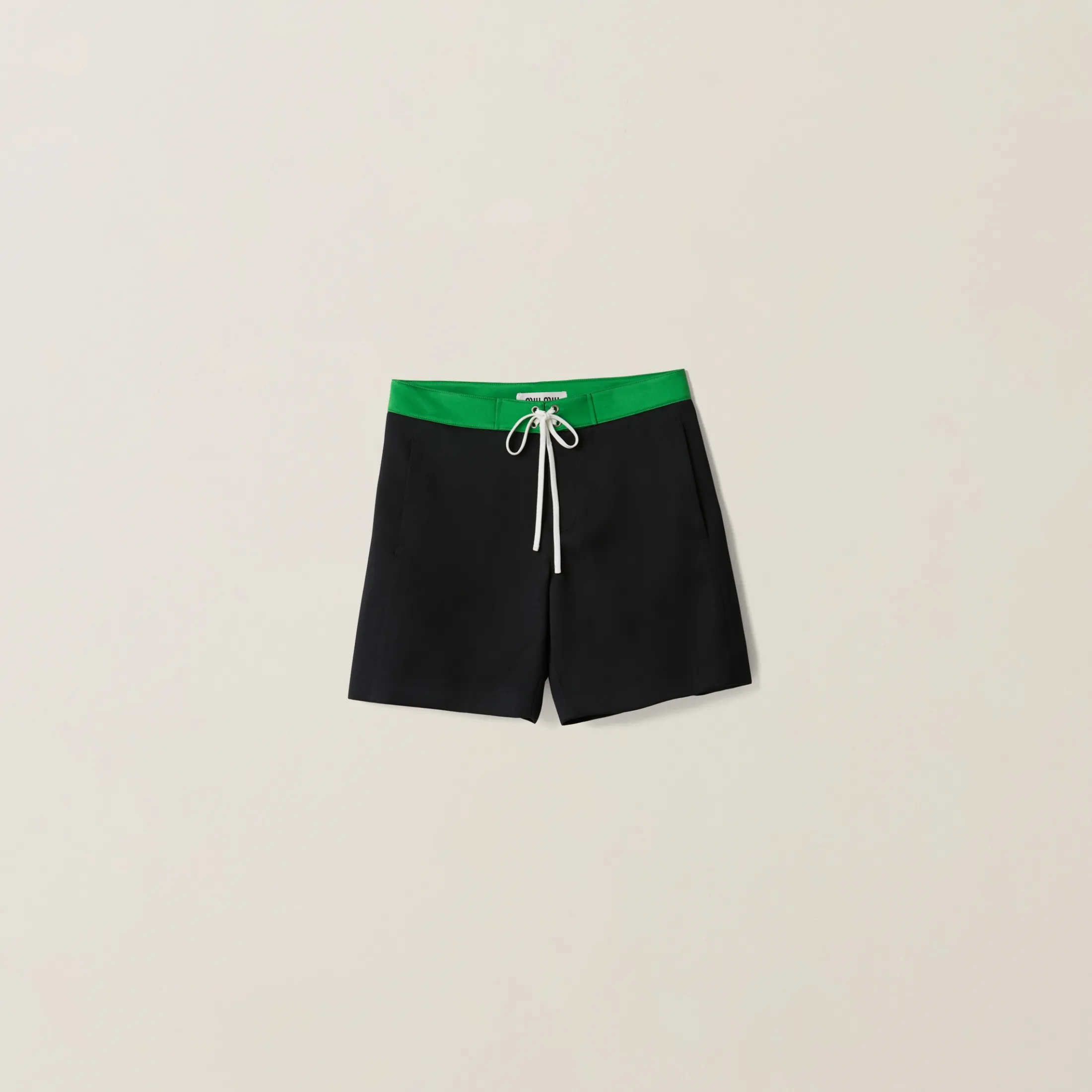 Black/grass Green Satin Bermudas | Miu Miu