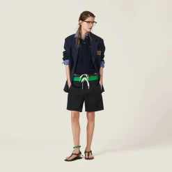 Black/grass Green Satin Bermudas | Miu Miu